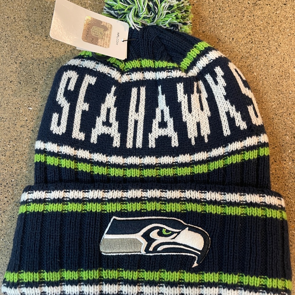 Seattle Seahawks Striped Knit Beanie - Blue, Green, White